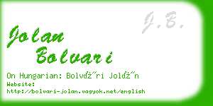 jolan bolvari business card